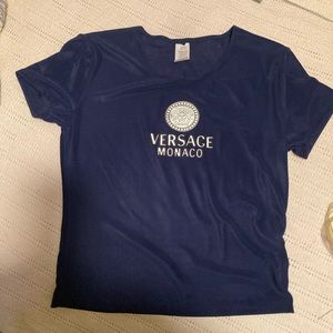 Versace navy blue with silver detail knitT-shirt